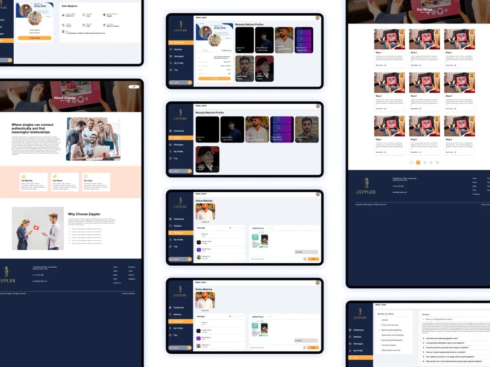 Zeppler real-time dating application match stream and chat interface